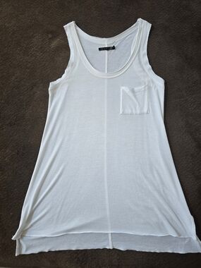 Rag & Bone  White Scoop Neck Tank with Pocket